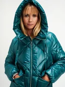 Kurtki damskie - Pikowana turkusowa kurtka - miniaturka - grafika 1