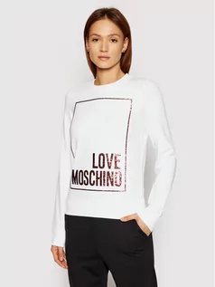 Bluzy damskie - Love Moschino Bluza W630220E 2180 Biały Regular Fit - grafika 1