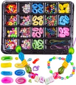 Dekoratorstwo - Zestaw koralików do tworzenia bransoletek gumki do włosów ozdoby zabawki kreatywne dla dziewczynek - miniaturka - grafika 1