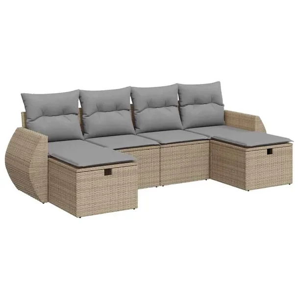 Zestaw wypoczynkowy rattan PE, 71x62x69 cm, beżowy
