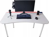 Biurka gamingowe - Biurko Zdesk BB-710W-Po/W-L Białe 138 cmx68 cm - miniaturka - grafika 1