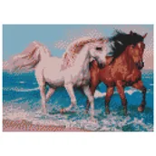 Zabawki kreatywne - Mozaika diamentowa, haft 30x40 Konie Flamingo line - miniaturka - grafika 1