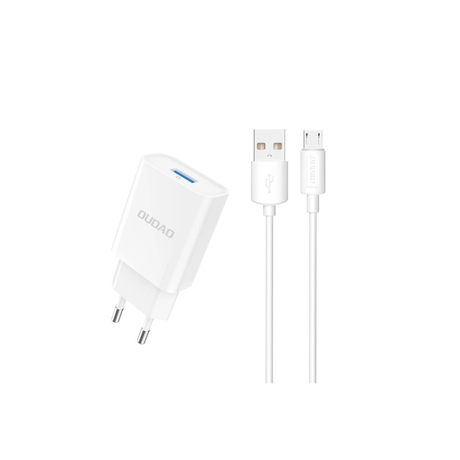 Ładowarka sieciowa Dudao A4EU USB-A 2.1A - biaa + kabel USB-A - micro USB