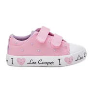 Buty dla dziewczynek - Trampki Dziewczęce Na Rzepy Lee Cooper LCW-25-02-3265K Różowe - miniaturka - grafika 1