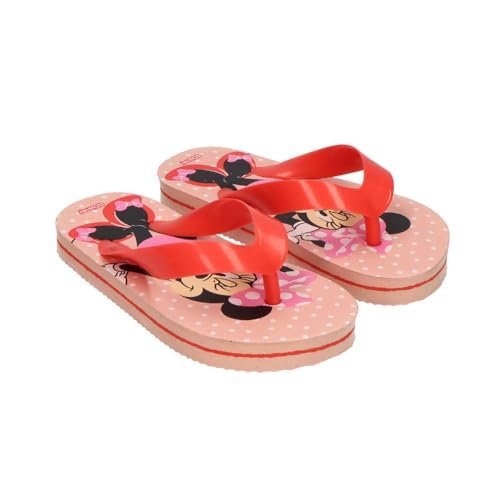 Klapki z klapkami Minnie dla chłopców i dziewcząt - antypoślizgowe sandały plażowe Minnie dla dzieci, wygodne i lekkie klapki na basen, lato i na co dzień, koral, 28/29 EU