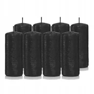Świece - Świece świeczki walec zestaw 8 szt czarne 10 cm - miniaturka - grafika 1
