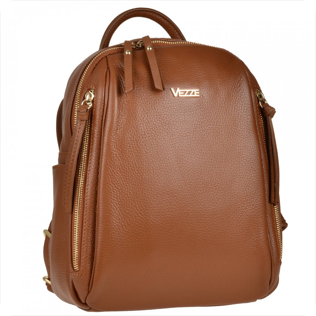 VEZZE Plecak skórzany brąz camel włoski