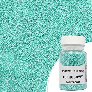 Posypka cukrowa MACZEK PERŁOWY TURKUSOWY Sweet Decor, 50 g - Dodatki do ciast w proszku - miniaturka - grafika 1