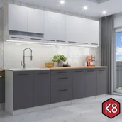Meble kuchenne - Meble kuchenne z Blatem 2,6 m Flip szary biały mat [M1-K8] - miniaturka - grafika 1