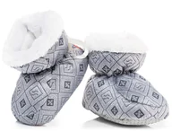 Kapcie damskie - Buciki niechodki – kapcie niemowlęce szare 0-6 m - miniaturka - grafika 1