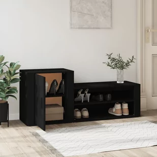 Szafka na buty, czarna, 130x35x54 cm, materiał drewnopochodny - Szafki na buty - miniaturka - grafika 4