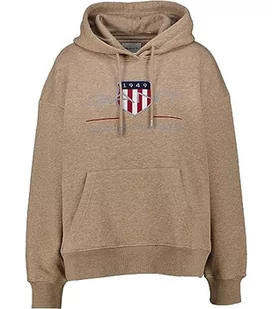 GANT Damska bluza z kapturem Rel Archive Shield, Desert Brown, M - Bluzy damskie - miniaturka - grafika 1