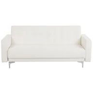 Sofy i kanapy - Beliani Sofa trzyosobowa skóra ekologiczna biała ABERDEEN - miniaturka - grafika 1