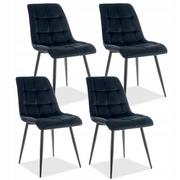Krzesła - Krzesło tapicerowane Chic Velvet Czarny Welur 4szt - miniaturka - grafika 1