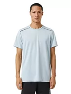Koszulki męskie - Koton Męski T-shirt sportowy z nadrukiem w paski i okrągłym dekoltem, szary (910), XXL - miniaturka - grafika 1