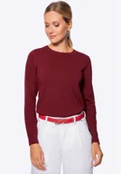 Marynarki i żakiety damskie - Sweter damski klasyczny bordowy - miniaturka - grafika 1