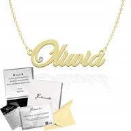 Łańcuszki - Złoty Naszyjnik z imieniem Oliwia SREBRO 925 Łańcuszek ŻYCZENIA GRATIS - miniaturka - grafika 1
