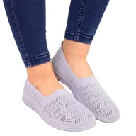 Slip on damskie - Tenisówki ażurowe slip on Filippo W PAW219C szare - Inna marka - miniaturka - grafika 1