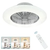 Wentylatory sufitowe - Nowoczesny wentylator sufitowy, oświetlenie LED, pilot, biały 50cm, 220-240V - miniaturka - grafika 1