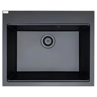 Zlewozmywaki - Zlewozmywak Granitowy Laveo TAU Szary 1-Komorowy Głęboka Komora 70x50 cm - miniaturka - grafika 1