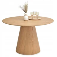 Stoły - Modny Stół Dębowy Okrągły 120 Styl Boho Natura Fornirowany Grzybek Ottawa - miniaturka - grafika 1