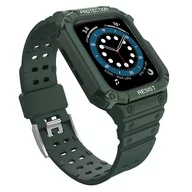 Akcesoria do smartwatchy - Protect Strap Band opaska z etui do Watch 7 / 6 / 5 / 4 / 3 / 2 / SE (45 / 44 / 42mm) obudowa pancerny pokrowiec na zegarek zielony - miniaturka - grafika 1