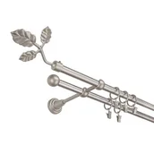 Karnisze - Karnisz podwójny 16 mm srebro mat II 200 cm Listek żabka - miniaturka - grafika 1