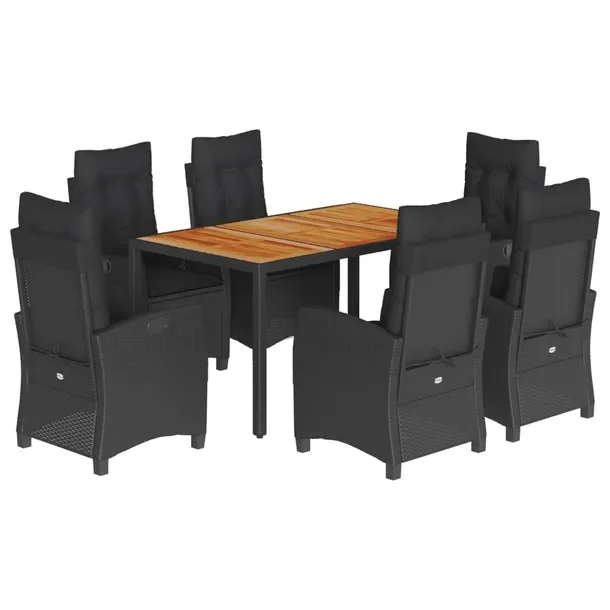 Zestaw mebli ogrodowych czarny, stół 150x90x75 cm, krzesła 57x66x93 cm
