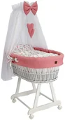 Łóżeczka i kojce - Różowy zestaw mobilne łóżeczko z baldachimem E4-B92 - miniaturka - grafika 1
