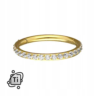 złoty CLICKER TYTANOWY z cyrkoniami Crystal 1,2/8 mm - Kolczyki - miniaturka - grafika 1