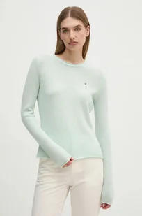 Tommy Hilfiger sweter damski kolor turkusowy lekki WW0WW44161 - Swetry damskie - miniaturka - grafika 1