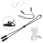 Akcesoria do okularów - Silikonowy sznureczek gumka do okularów z regulacją - CZARNY - miniaturka - grafika 1