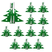 Akcesoria do sztućców - Kieszonki na sztućce 12szt. pokrowce na widelce etui choinki zielone - miniaturka - grafika 1