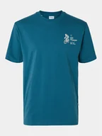 Koszulki męskie - Selected Homme T-Shirt Slhrelaxaries 16094014 Turkusowy Relaxed Fit - miniaturka - grafika 1