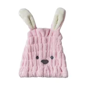 Okrycia kąpielowe dla dzieci - RĘCZNIK TURBAN DO SUSZENIA WŁOSÓW MIKROFIBRA MIŚ RÓŻOWY - miniaturka - grafika 1