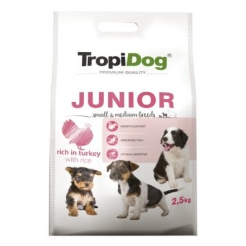 Tropidog Premium Junior Small&Medium Breeds Turkey&Rice 2,5 kg