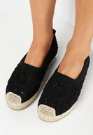 Espadryle damskie - Czarne Espadryle na Grubej Podeszwie z Juty z Plecioną Cholewką Ulissa - miniaturka - grafika 1