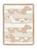 Koce i narzuty dla dzieci - Koc dziecięcy 75x100 2163/1 Jamnik beżowy bawełniany akrylowy wykończony szydełkiem LC - miniaturka - grafika 1