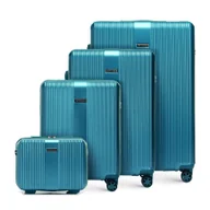 Walizki - Komplet walizek z polikarbonu niebieski - miniaturka - grafika 1