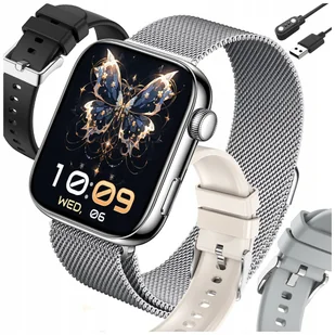 SMARTWATCH DAMSKI ZEGAREK SMART WATCH ROZMOWY PL MENU POLSKIE SPORT 4 PASKI - Smartwatch - miniaturka - grafika 1