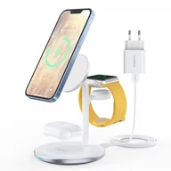 Ładowarki do telefonów - Choetech T585-F indukcyjna stacja ładująca 3w1 iPhone 12/13, AirPods Pro, Apple Watch biały - miniaturka - grafika 1