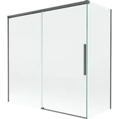 Parawany nawannowe - Mexen Rox parawan nawannowy 2-skrzydłowy rozsuwany 160 + 75 x 150 cm, transparent, gun gray szczotkowany - 8C9-160-075-66-00 - miniaturka - grafika 1