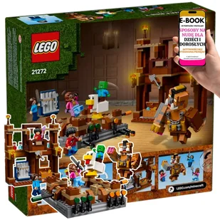 PREZENT DLA DZIECKA FANA MINECRAFTA – LEGO MINECRAFT 21272- Dwór i Arena Walki – Steve, Zombie i Żarłoczny Wieprz + EBOOK-3 - Klocki - miniaturka - grafika 1