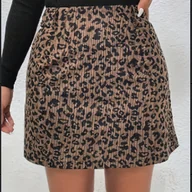 Spódnice - TEMU Spódniczka Kordem w Lamparcie Wzory z Elastycznym Pasem - Burgundowa i Czarna Spódniczka na Jesień/Zimę, Od Casual po Eleganckie Stylizacje - miniaturka - grafika 1