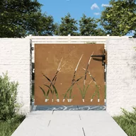 Bramy garażowe - vidaXL Furtka ogrodowa, 85x100 cm, stal kortenowska, motyw trawy - miniaturka - grafika 1