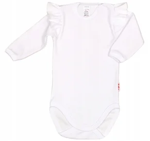 Body długi rękaw z falbanką BIAŁE r 98 KLEKLE - Body dla niemowląt - miniaturka - grafika 1