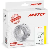 Cenówki - METO Etykiety do ręcznych etykietek 30007325 (22 x 12 mm, 1-wierszowa, 12 000 sztuk, odklejane, do METO, Contact, Sato, Avery, Tovel, Samark itd.) 12 rolek, białe - miniaturka - grafika 1