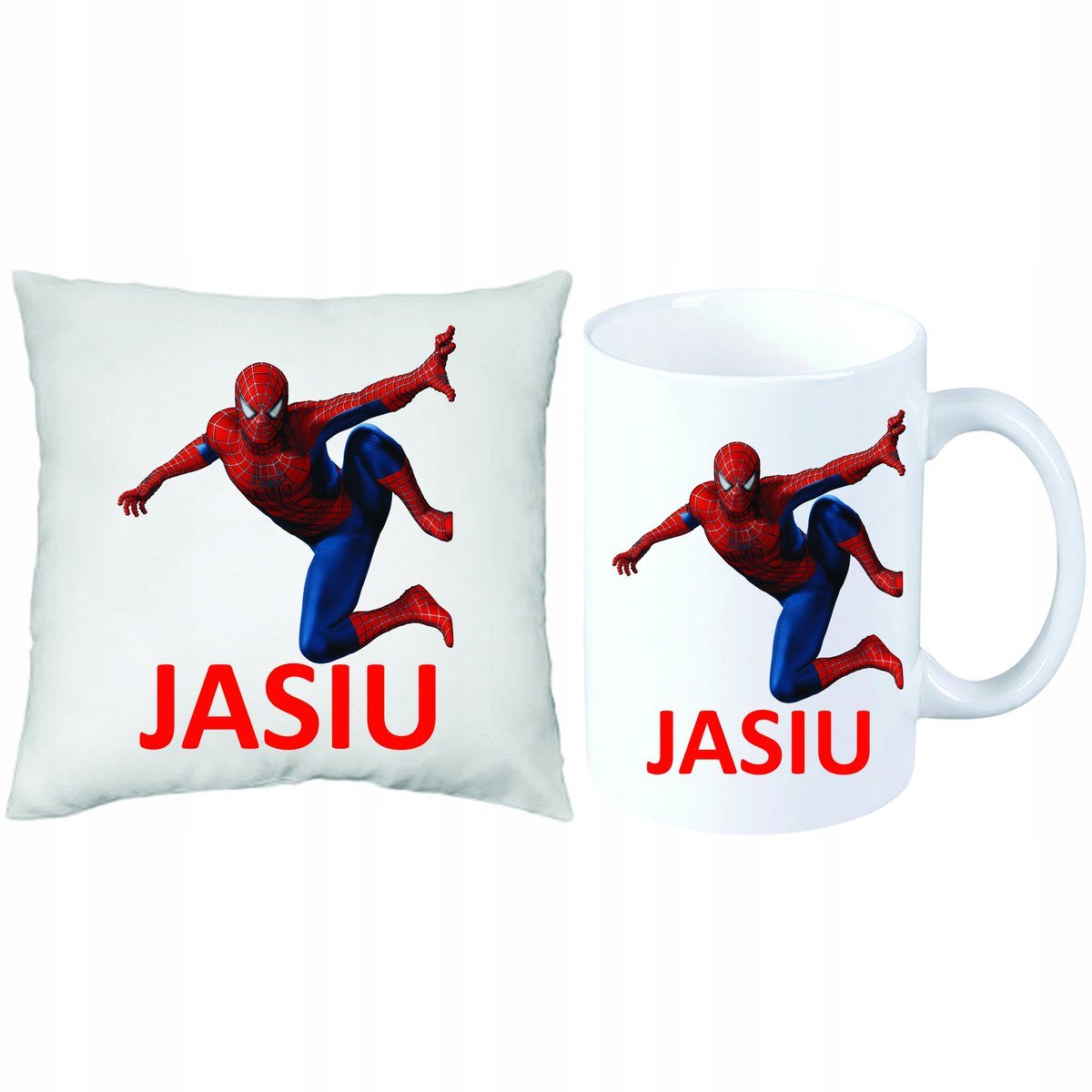 Spider-Man ZESTAW PREZENT PODUSZKA + KUBEK+ IMIĘ