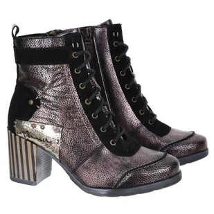 Trzewiki damskie Maciejka 06127-01/00-7 CZARNY+ZŁOTO 36 - Botki damskie - miniaturka - grafika 1