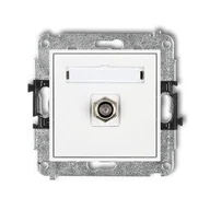 Gniazdka elektryczne - Mechanizm gniazda antenowego pojedynczego typu F (SAT) niklowany biały MGF-1 Karlik Mini - miniaturka - grafika 1